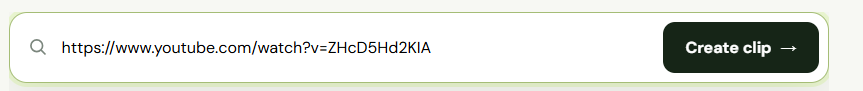 Paste a public YouTube video URL, then select Create clip.